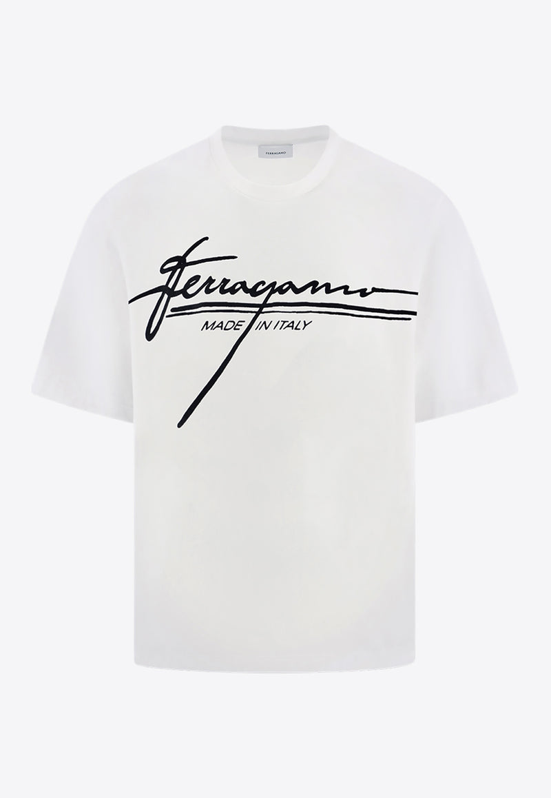 Ferragamo Signature Logo Print T-shirt White 144859 H 786470 BIANCO
