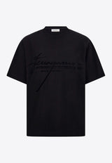 Ferragamo Signature Logo Print T-shirt Black 144859 H 786885 NERO