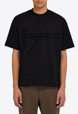 Ferragamo Signature Logo Print T-shirt Black 144859 H 786885 NERO