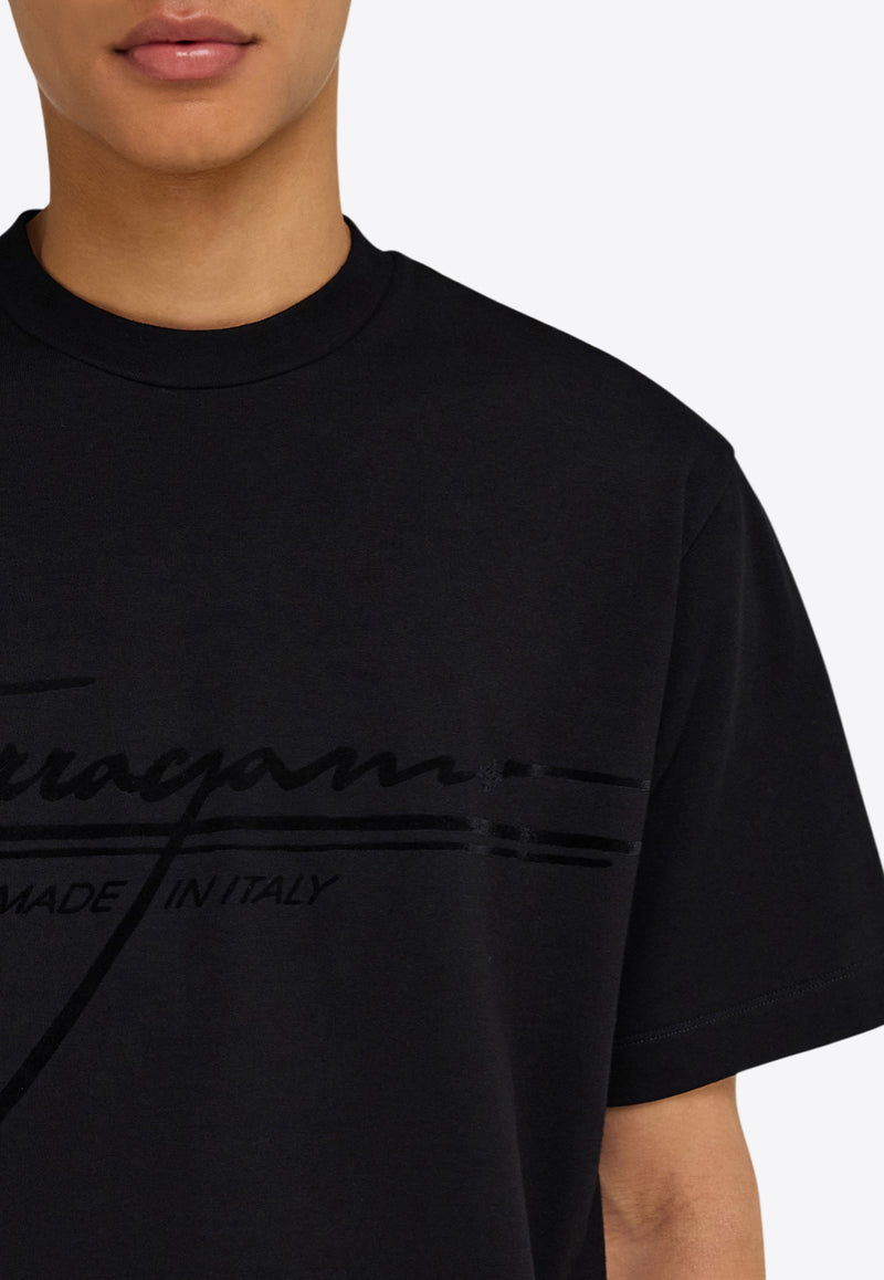 Ferragamo Signature Logo Print T-shirt Black 144859 H 786885 NERO