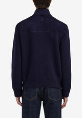 Ferragamo Embossed Gancini Suede Bomber Jacket Navy 145222 B 790352 NEW NAVY
