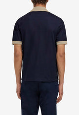 Ferragamo Short-Sleeved Polo T-shirt Navy 145340 H 790984 NEW NAVY/SAFARI/WHITE