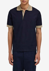 Ferragamo Short-Sleeved Polo T-shirt Navy 145340 H 790984 NEW NAVY/SAFARI/WHITE