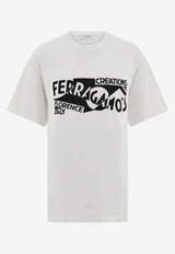 Ferragamo Venna Logo Printed T-shirt White 145342 H 791025 BIANCO