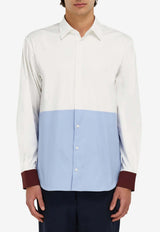 Ferragamo Colorblocked Long-Sleeved Shirt Multicolor 145617 D 794402 WHITE