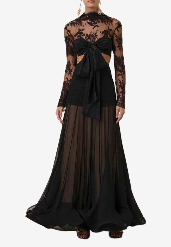 Zimmermann Illustration Flounce Lace Gown Black 1491DF241BLACK