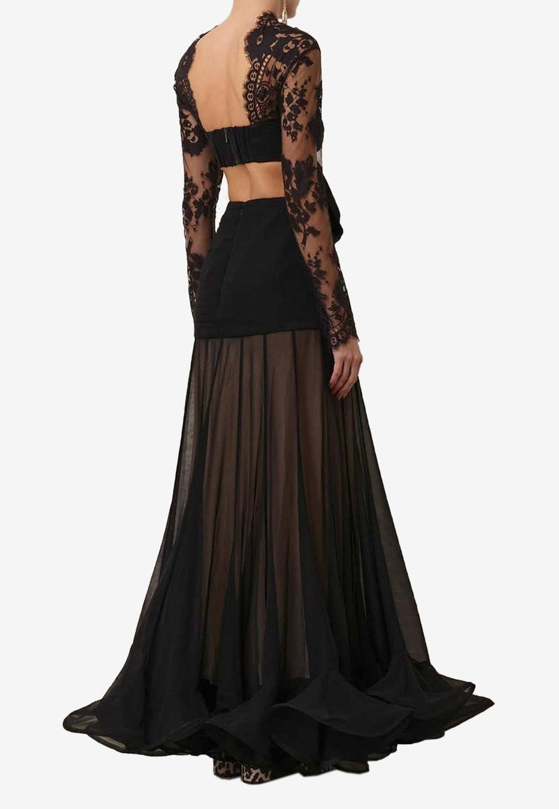 Zimmermann Illustration Flounce Lace Gown Black 1491DF241BLACK