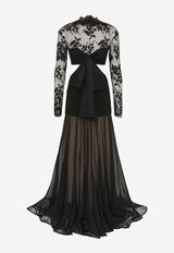 Zimmermann Illustration Flounce Lace Gown Black 1491DF241BLACK