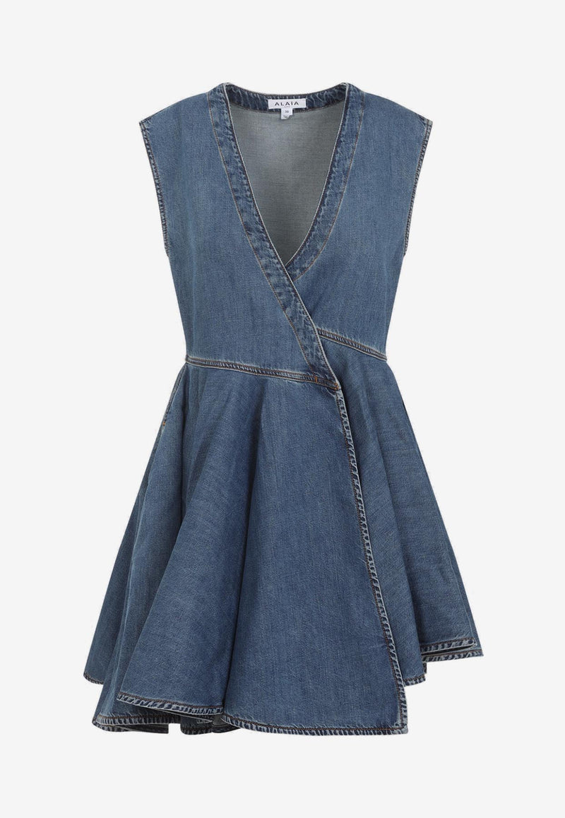 Denim Wrap Mini Dress