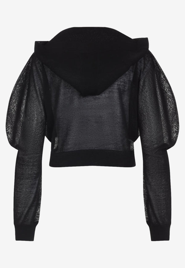 Long-Sleeved Linen and Silk Hooded Top