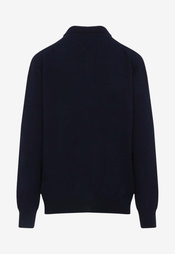 Wool Long-Sleeved Polo Sweater