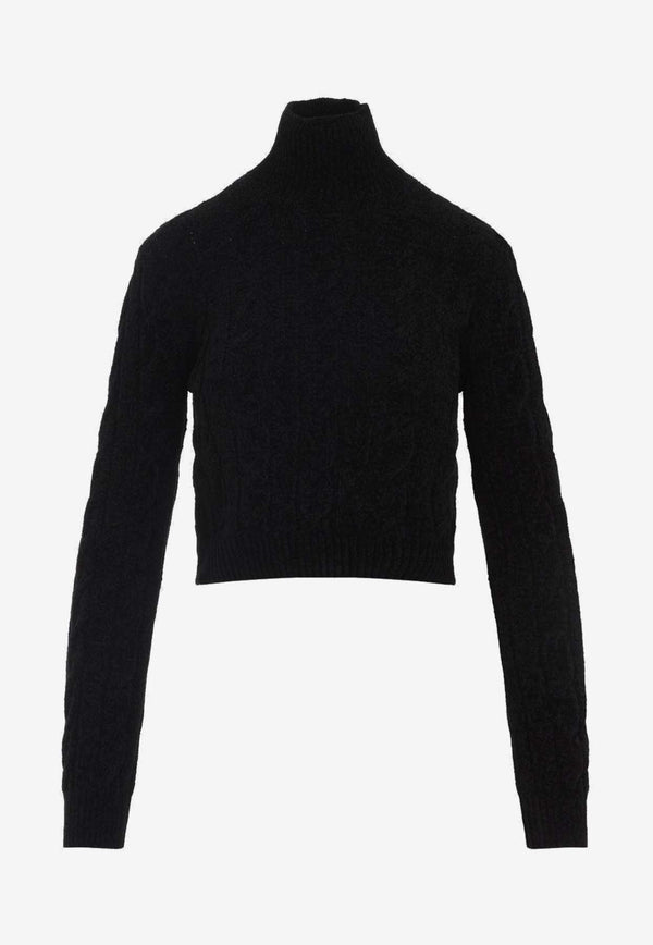 Silk High-Neck Pullover Sweater