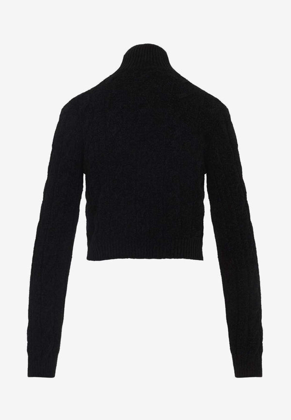 Silk High-Neck Pullover Sweater