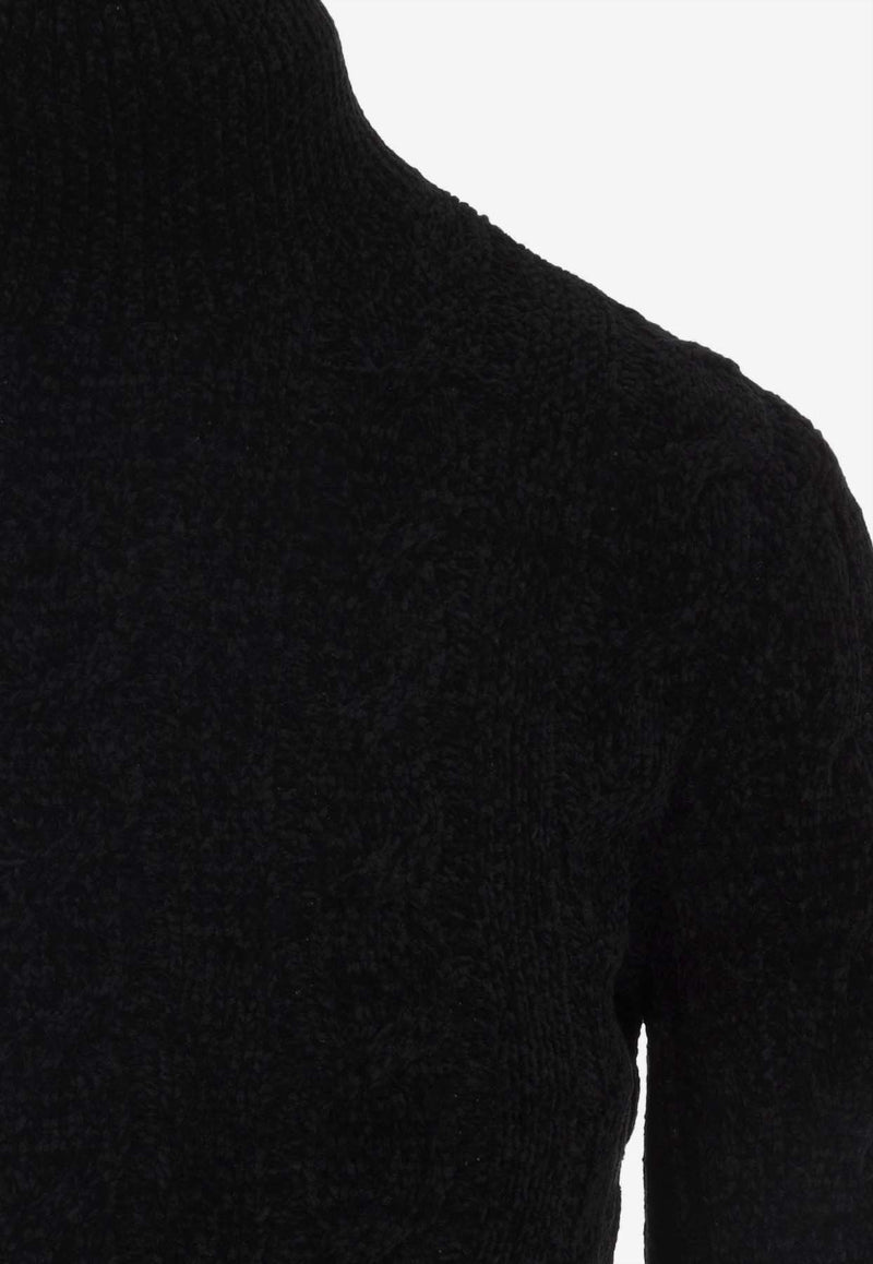 Silk High-Neck Pullover Sweater