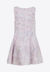 Floral Print Mini Silk Dress