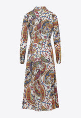Printed Midi Shirt Dress with Belt