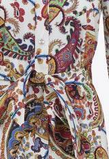 Printed Midi Shirt Dress with Belt