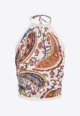 Paisley Print Tie-Up Bandana Top