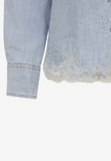 Lace-Trimmed Denim Shirt