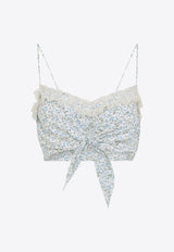 Floral Print Silk Cropped Top