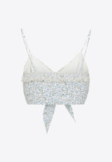 Floral Print Silk Cropped Top