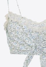 Floral Print Silk Cropped Top