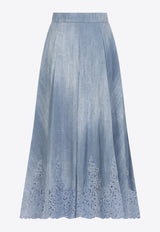 Midi Skirt with Lace-Insert