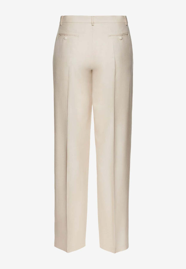 Magda Butrym Wide-Leg Tailored Silk Pants Beige 159724BEIGE