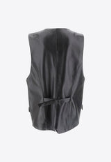 The Mannei V-neck Leather Vest Black 159_000_BLACK