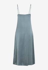 Satin Midi Dress with Lace Inserts