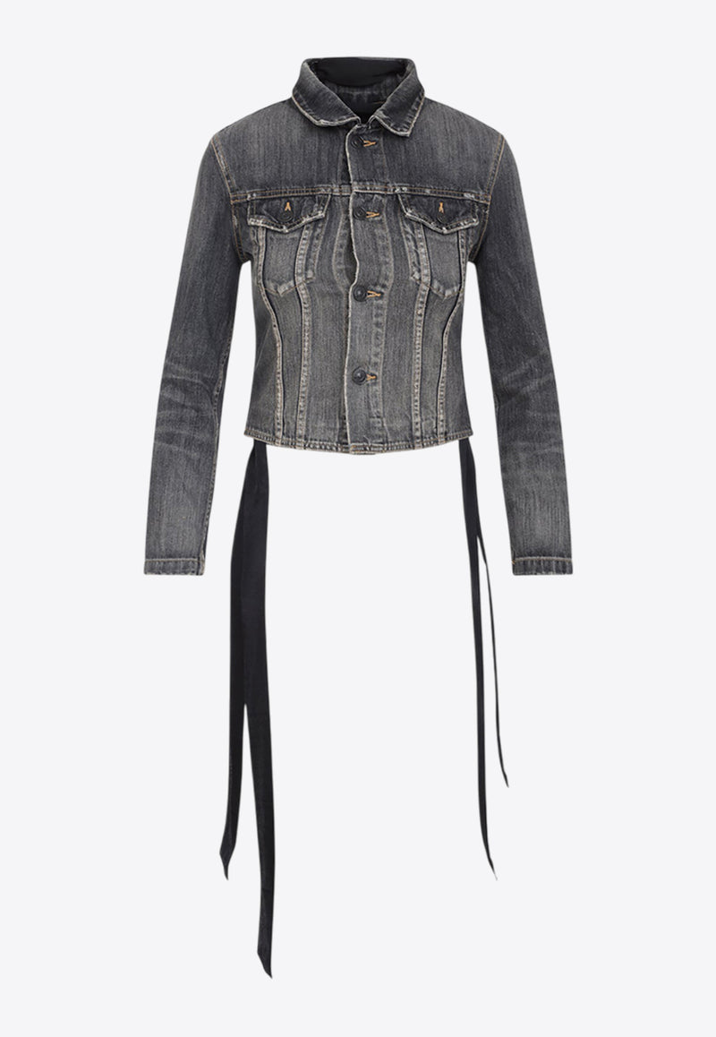 جاكيت دنيم بأربطة