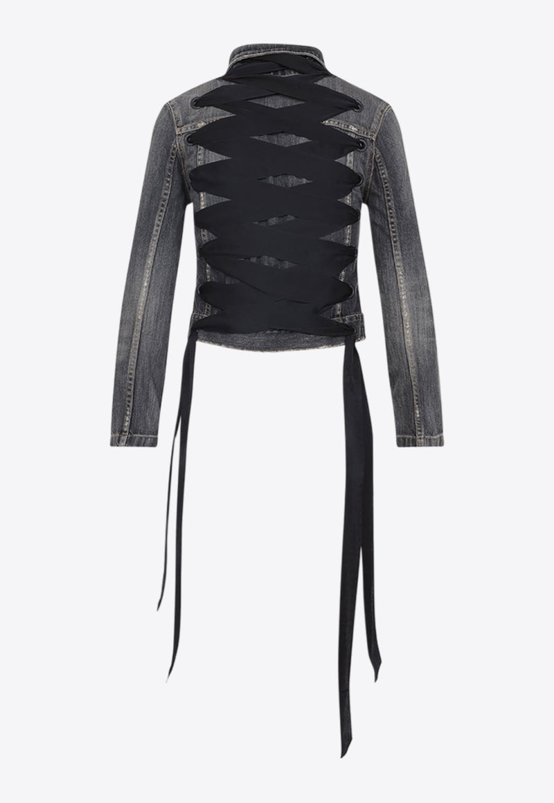 جاكيت دنيم بأربطة