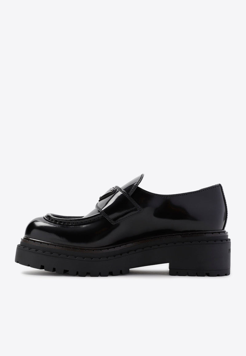 Logo Loafers in Brushed Calf Leather