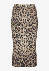 Jaguar-Skin Printed Midi Skirt