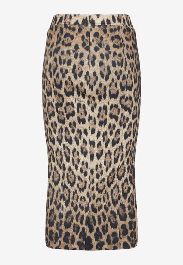 Jaguar-Skin Printed Midi Skirt