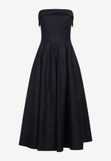 Strapless Midi Dress in Wool and Silk