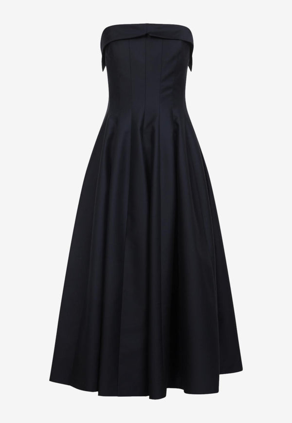 Strapless Midi Dress in Wool and Silk