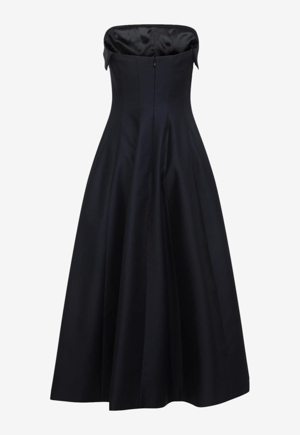 Strapless Midi Dress in Wool and Silk