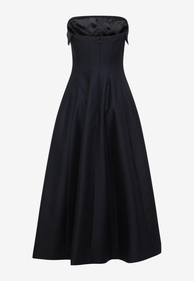 Strapless Midi Dress in Wool and Silk