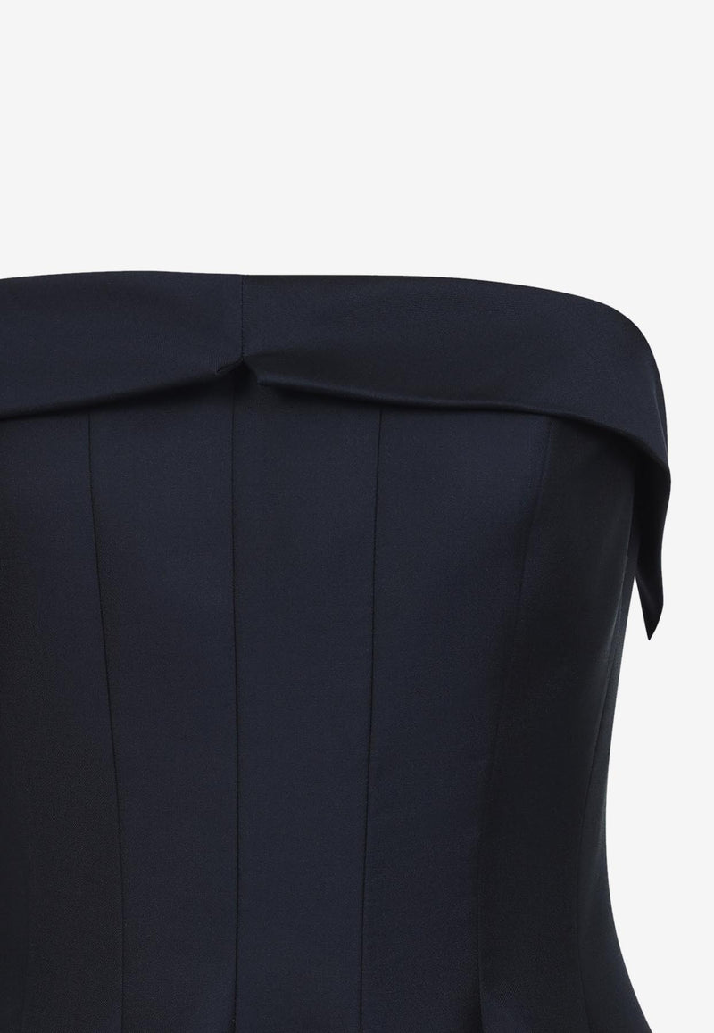 Strapless Midi Dress in Wool and Silk
