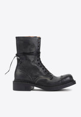 Lace-Up Vintage Calf Leather Ankle Boots