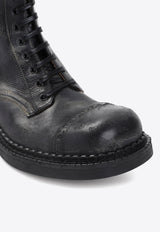 Lace-Up Vintage Calf Leather Ankle Boots