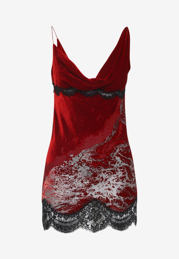 Lace-Trimmed Mini Dress