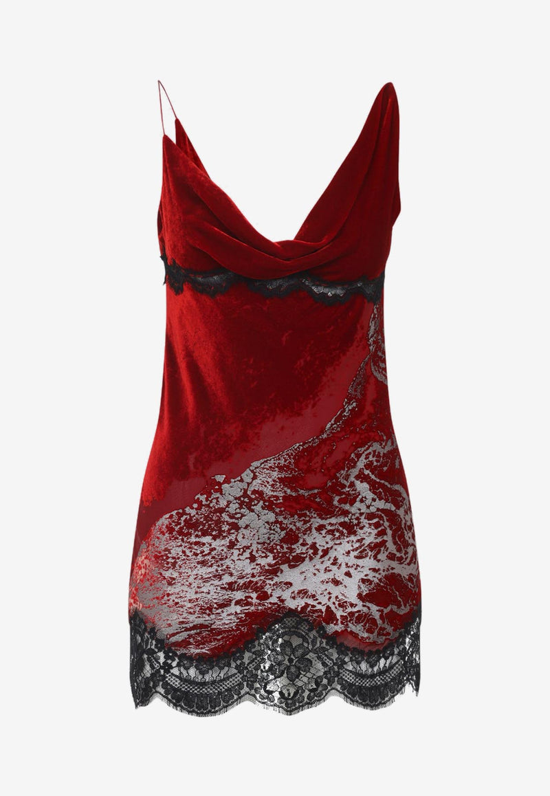 Lace-Trimmed Mini Dress