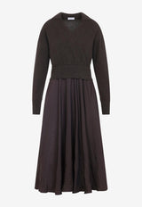 V-neck Lurex Knit Midi Dress