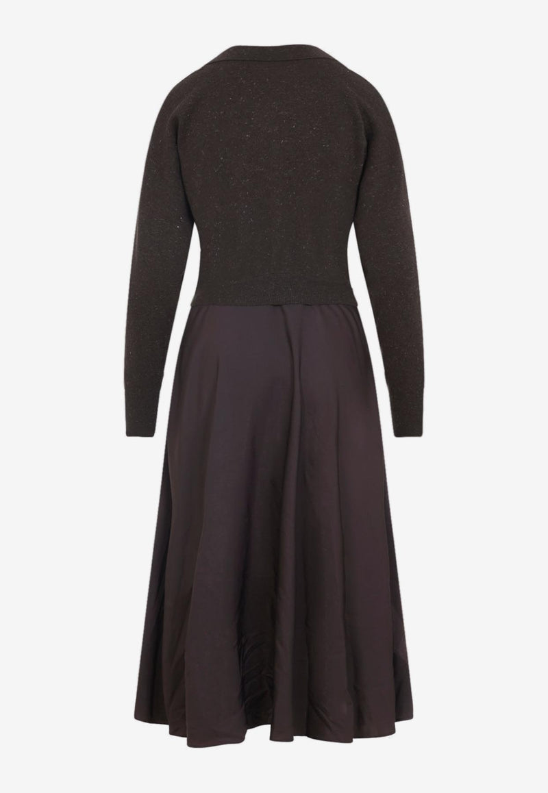 V-neck Lurex Knit Midi Dress