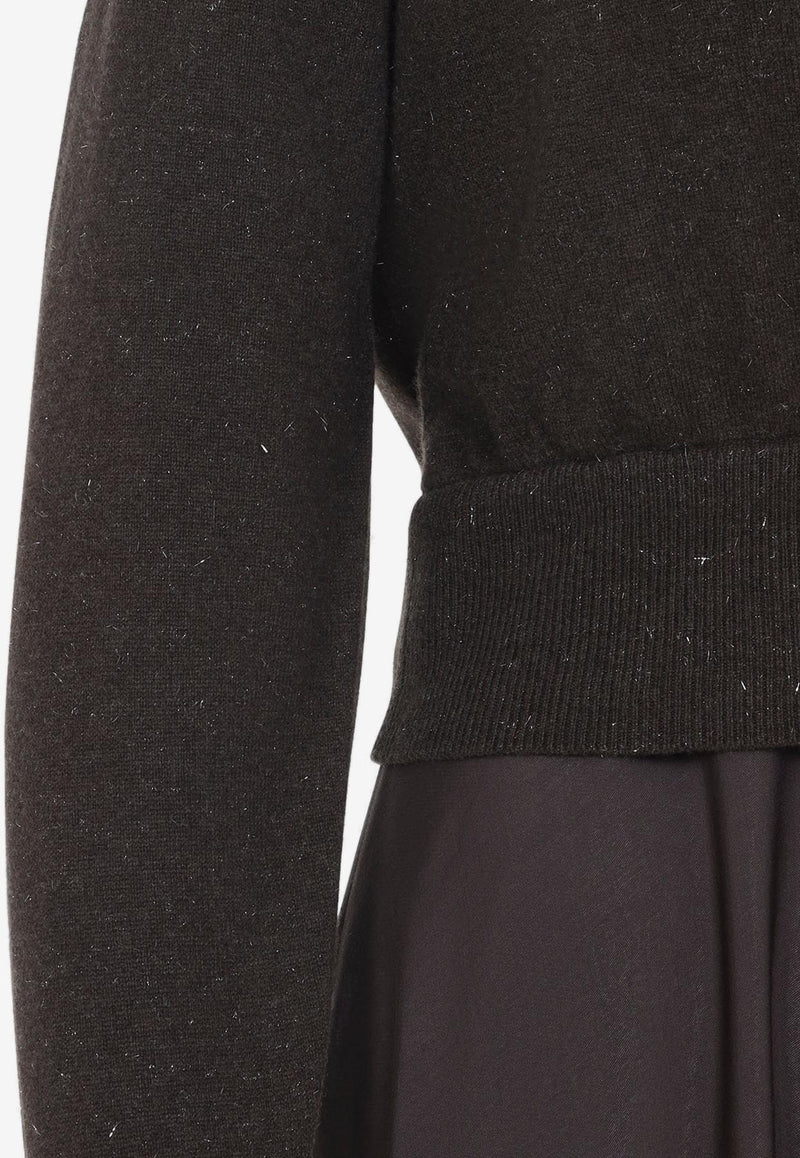 V-neck Lurex Knit Midi Dress