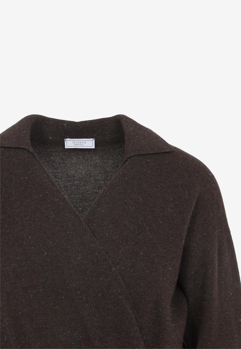 V-neck Lurex Knit Midi Dress