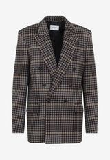Houndstooth Double-Breasted Blazer