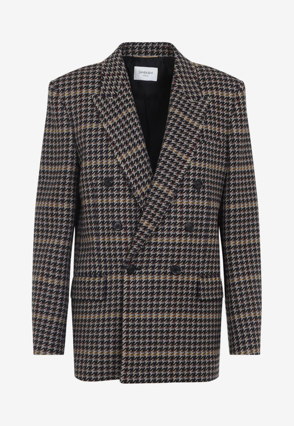 Houndstooth Double-Breasted Blazer